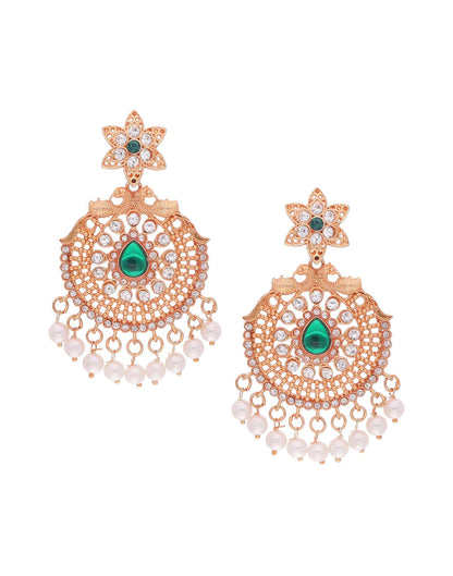 Green Mendi Gold Polish Dangle Earring