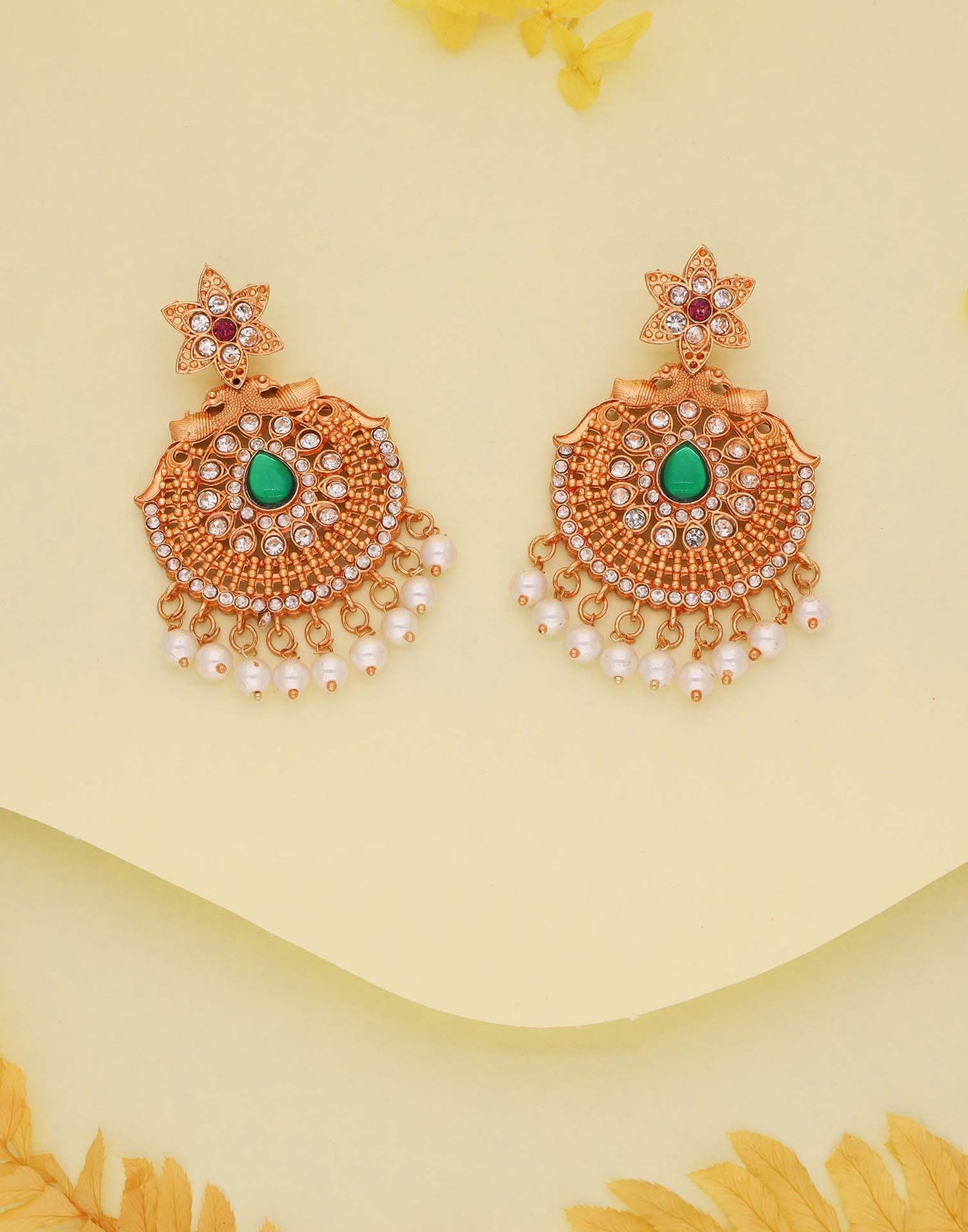 Pink Mendi Gold Polish Dangle Earring