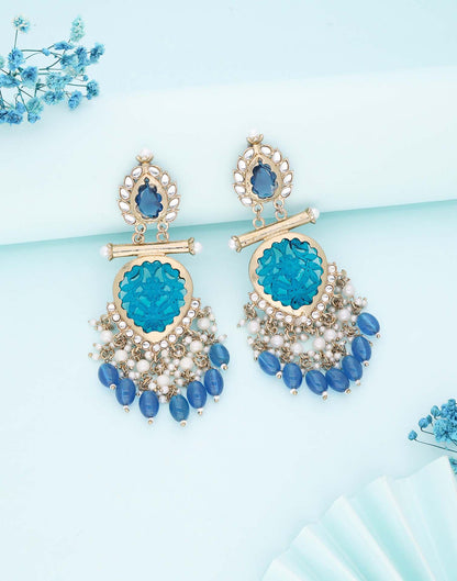 Blue Mendi Gold Polish Dangle Earring