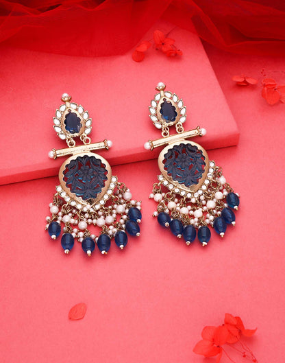 Blue Mendi Gold Polish Dangle Earring