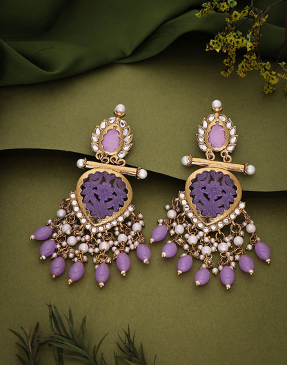 Purple Mendi Gold Polish Dangle Earring