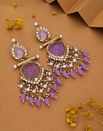 Purple Mendi Gold Polish Dangle Earring