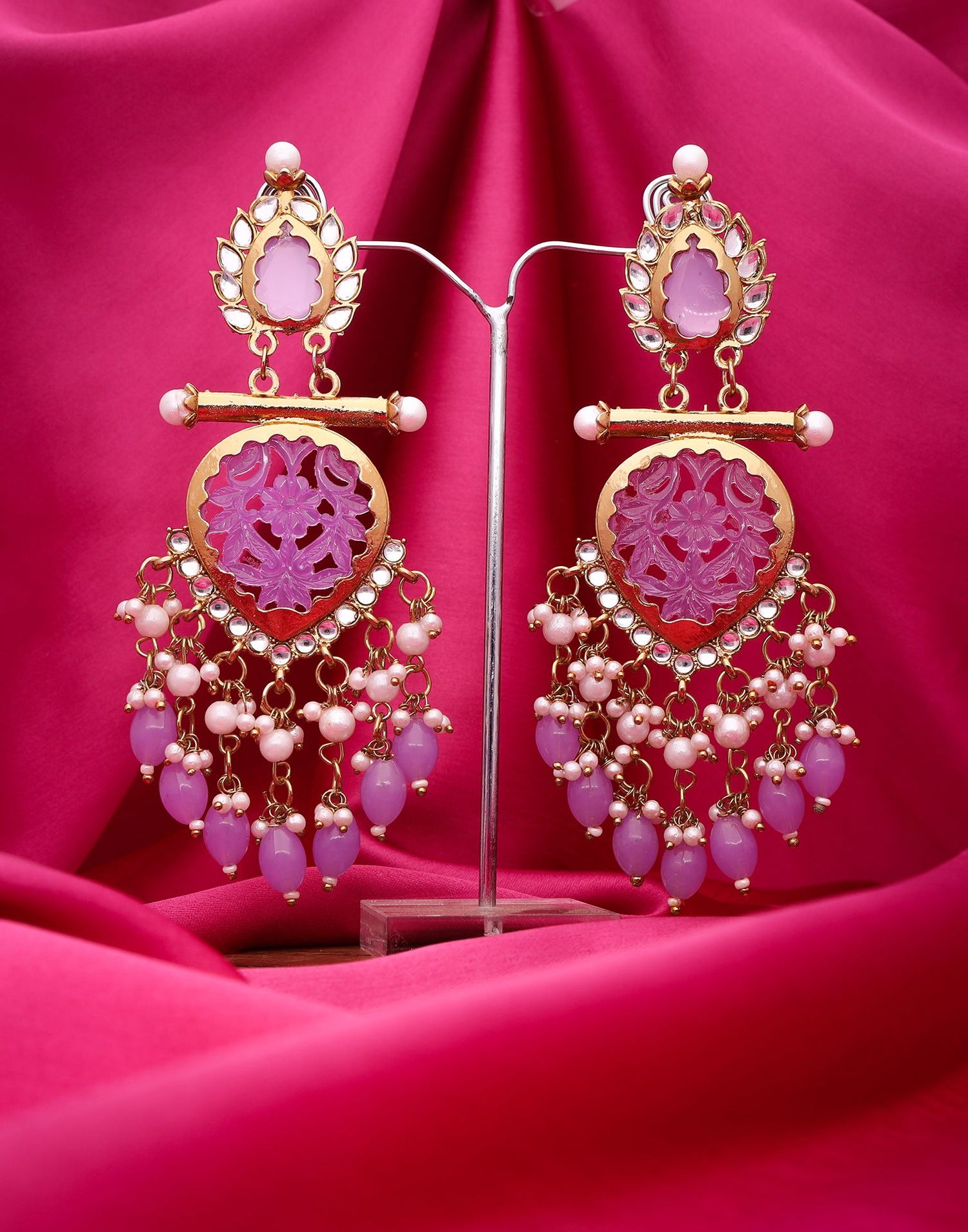 Purple Mendi Gold Polish Dangle Earring