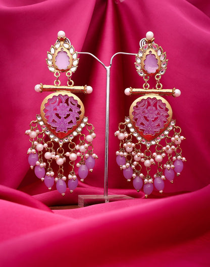 Purple Mendi Gold Polish Dangle Earring