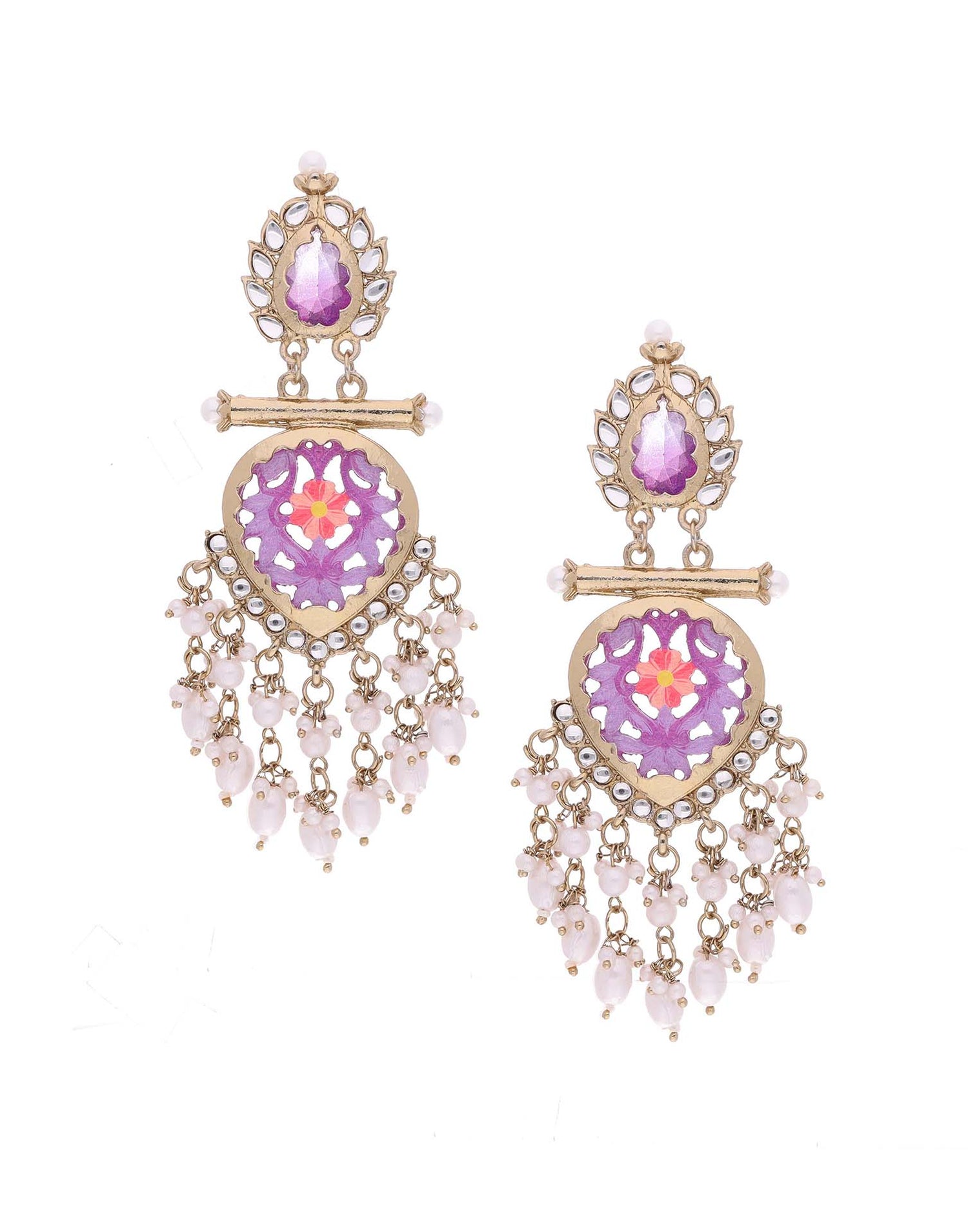 Lavender Mendi Gold Polish Dangle Earring