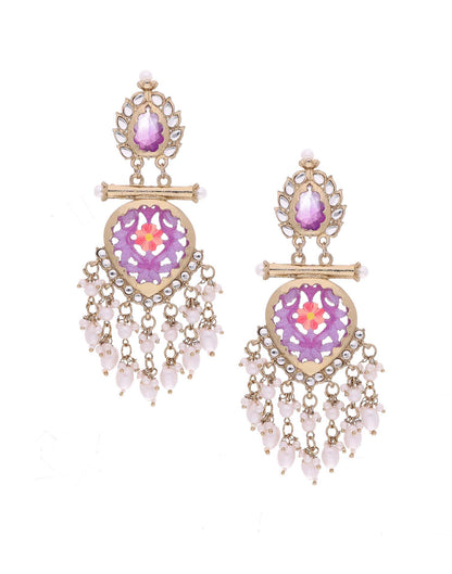 Lavender Mendi Gold Polish Dangle Earring