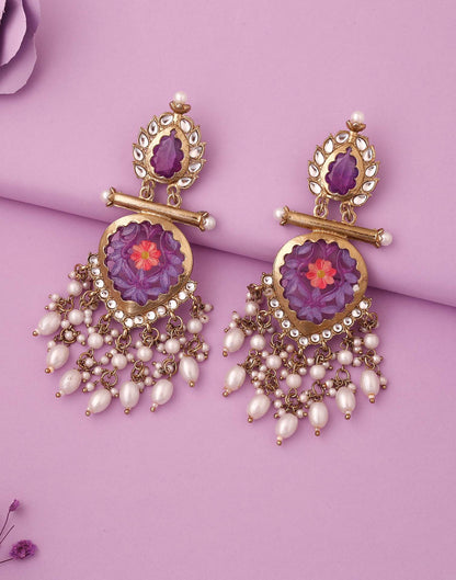 Lavender Mendi Gold Polish Dangle Earring