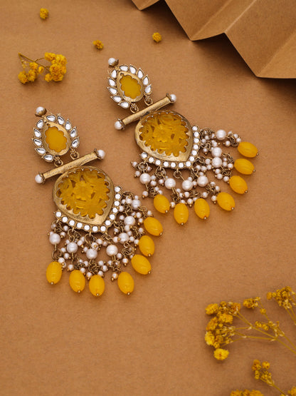 Yellow Mendi Gold Polish Dangle Earring