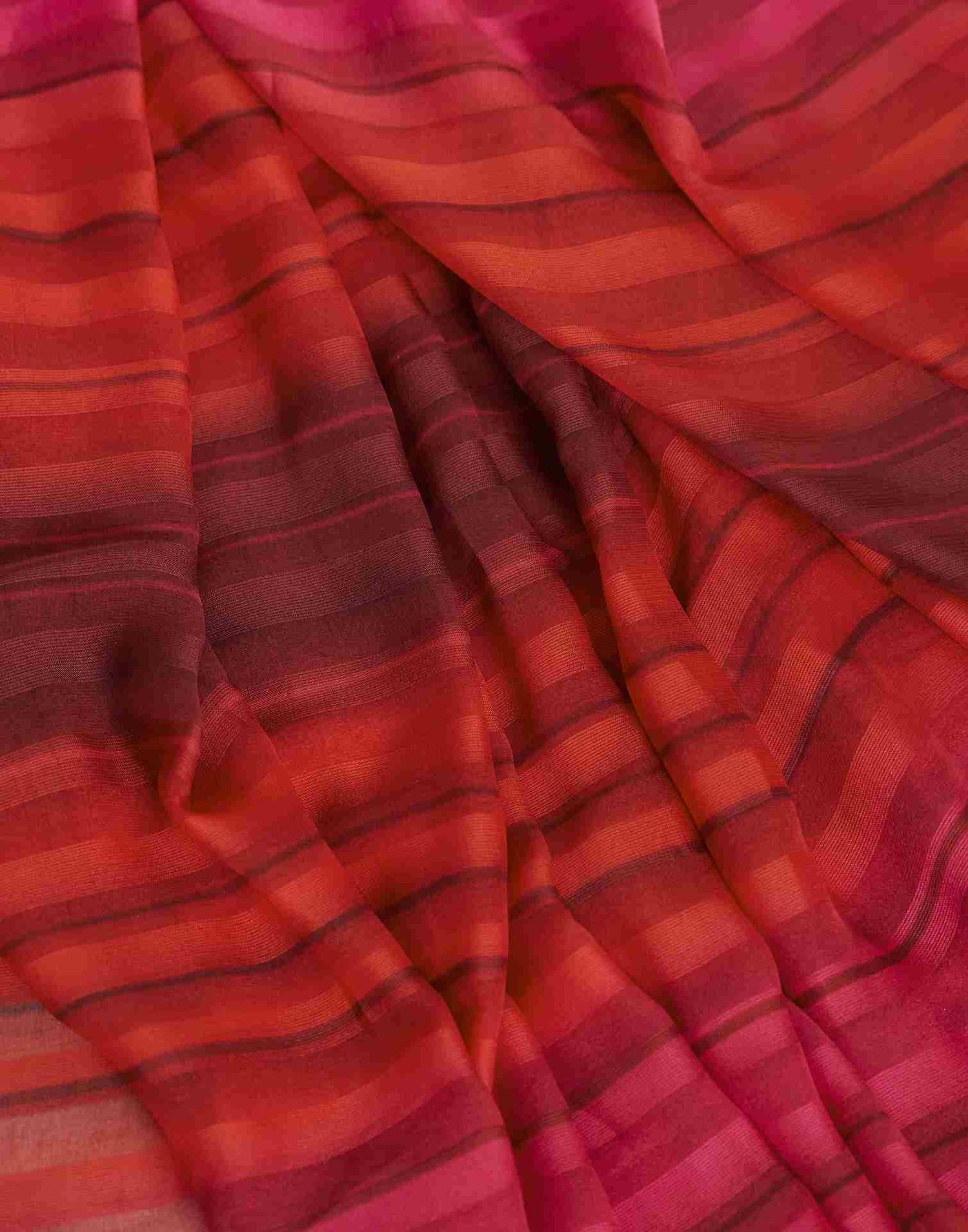 Ready To Wear Maroon Georgette Printed Plain Saree