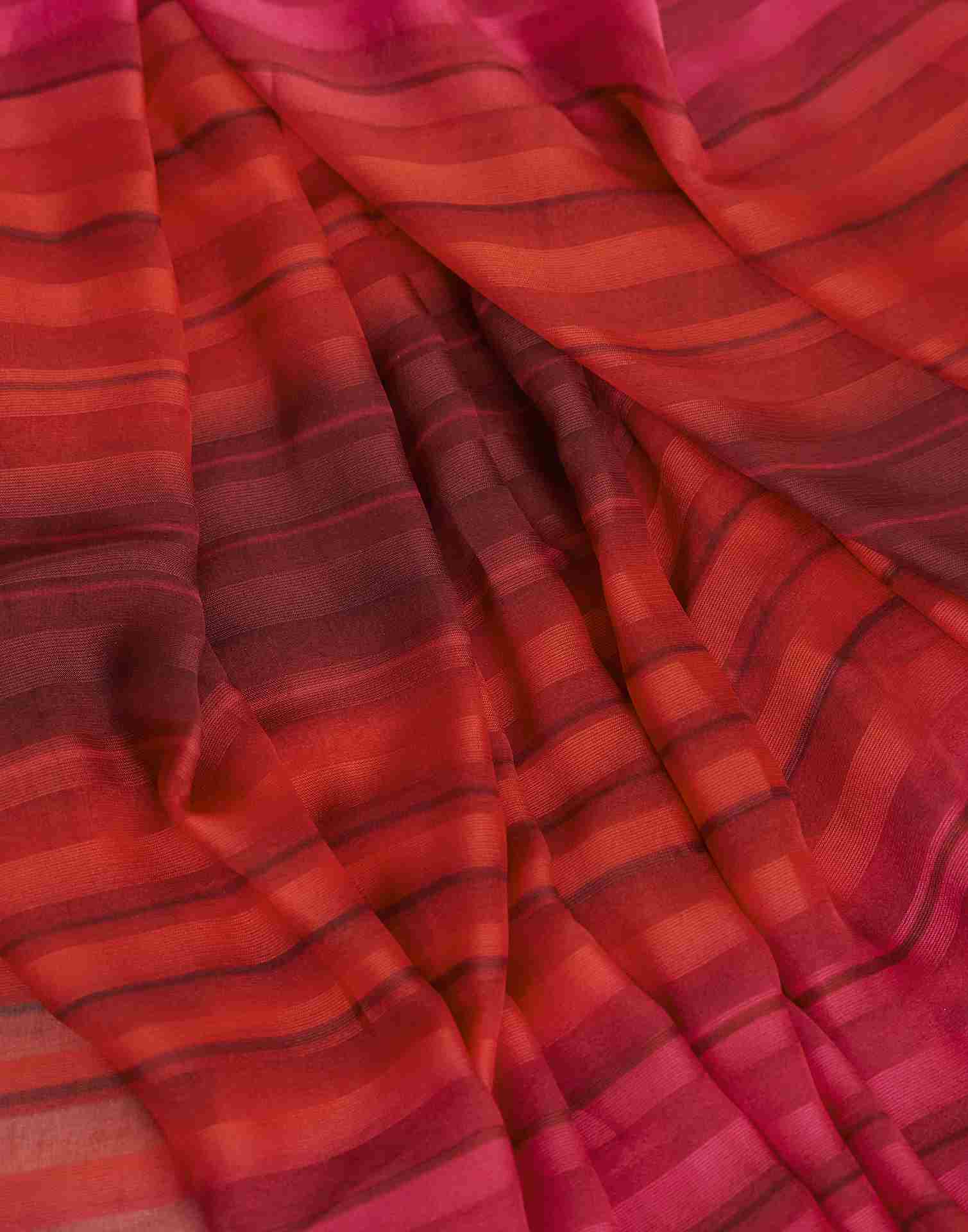 Ready To Wear Maroon Georgette Printed Plain Saree