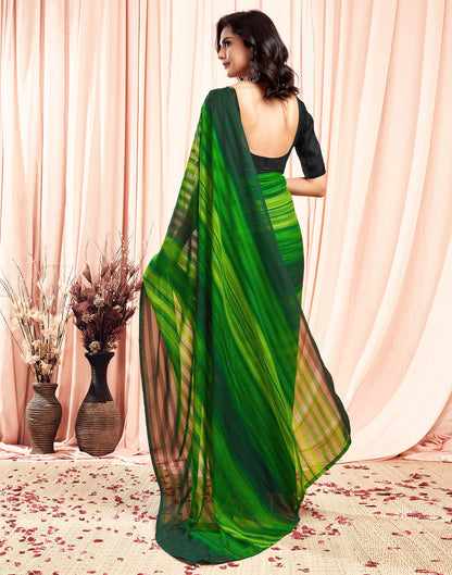 Ready To Wear Light Green Georgette Printed Plain Saree