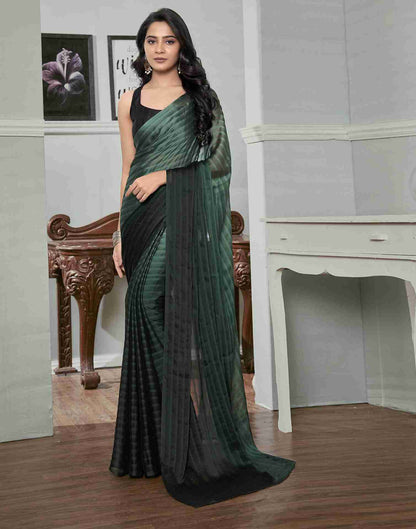 Ready To Wear Dark Green Georgette Plain Saree