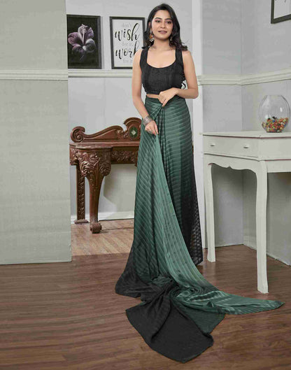 Ready To Wear Dark Green Georgette Plain Saree