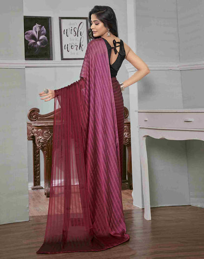 Ready To Wear Maroon Georgette Plain Saree