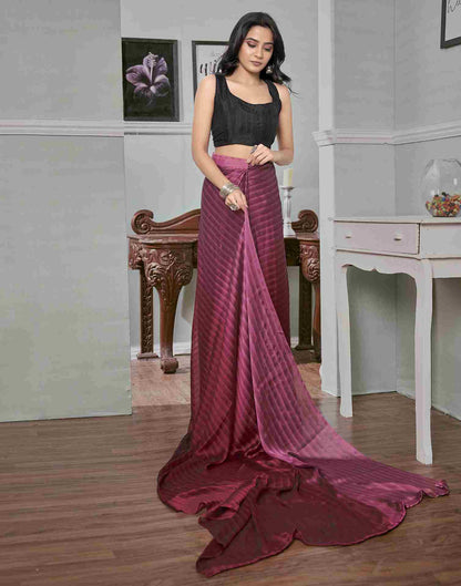 Ready To Wear Maroon Georgette Plain Saree