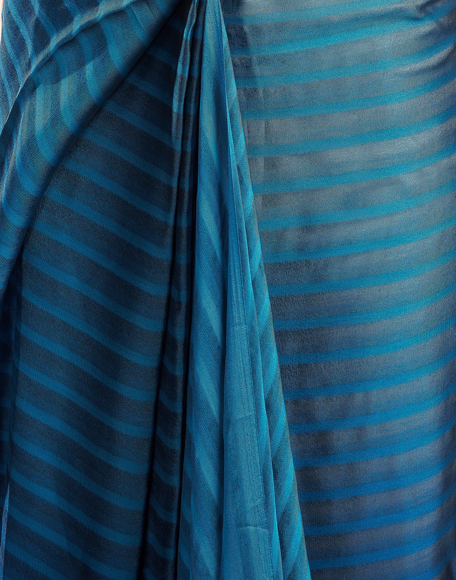 Ready To Wear Sea Blue Georgette Plain Saree