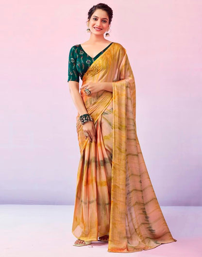 Ready to Wear Multicoloured Chiffon Printed Saree