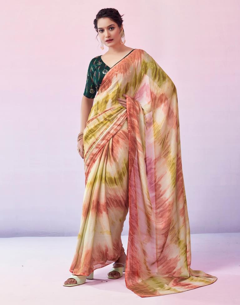 Multicoloured Chiffon Printed Ready to Wear Saree