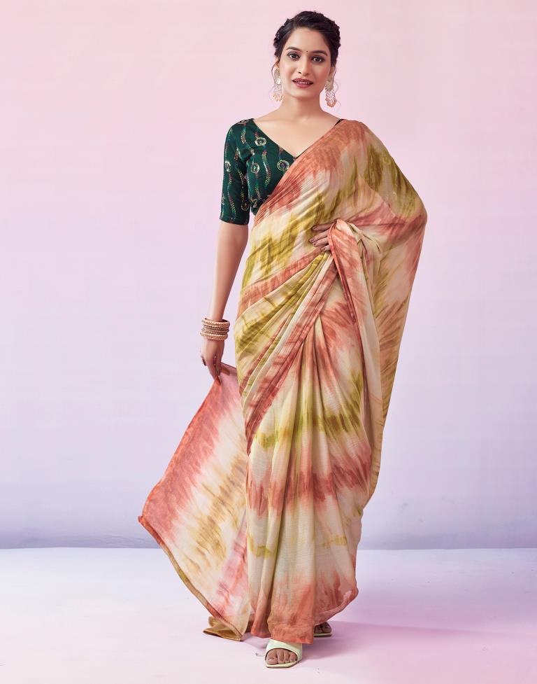 Multicoloured Chiffon Printed Ready to Wear Saree