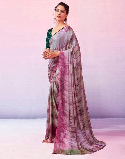 Ready to Wear Wine Chiffon Printed Saree