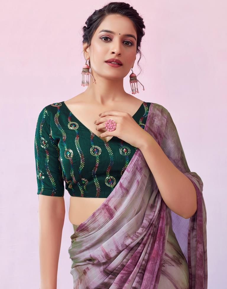 Ready to Wear Wine Chiffon Printed Saree