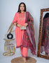 Peach Kurti With Pant And Dupatta | Leemboodi