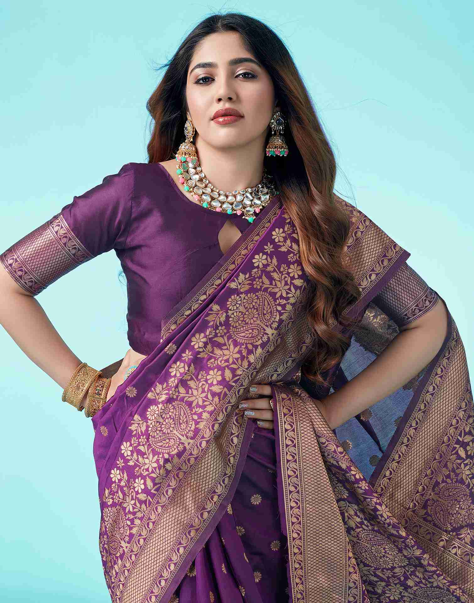 Purple Banarasi Silk Saree