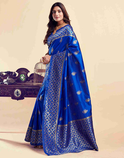 Dark Blue Silk Woven Saree