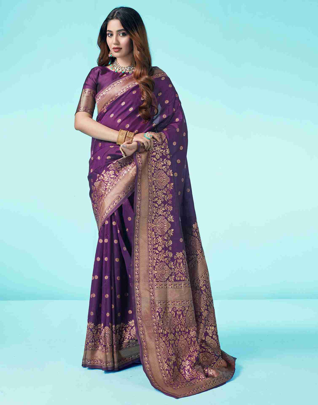 Purple Banarasi Silk Saree