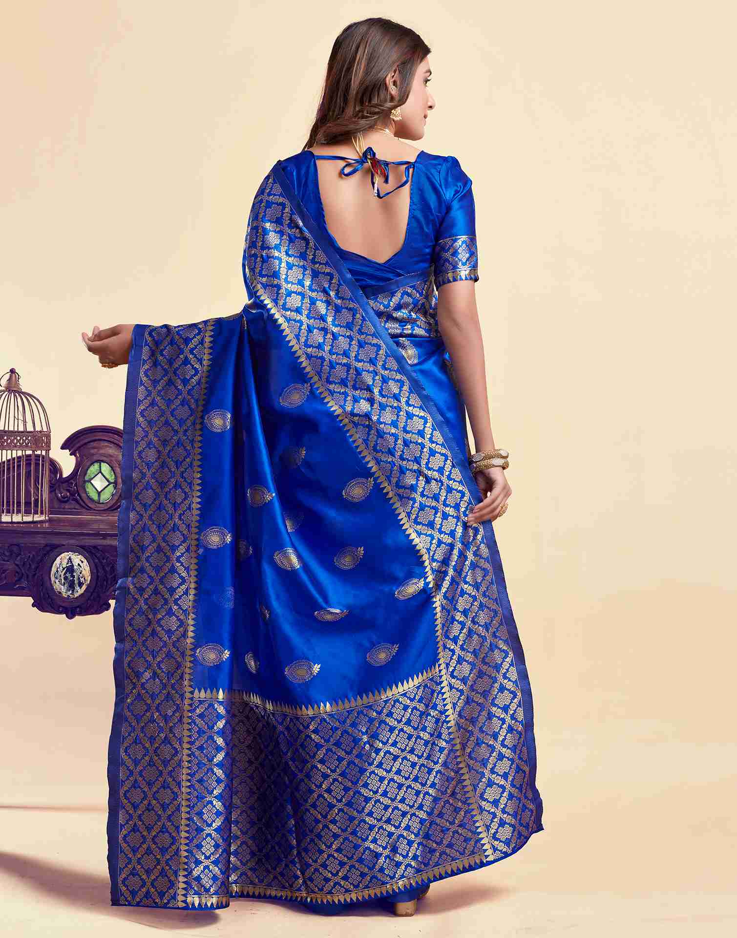 Dark Blue Silk Woven Saree