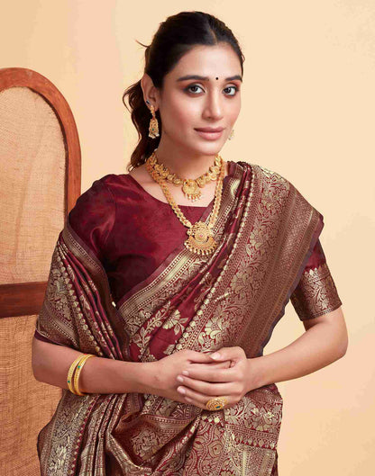 Maroon Banarasi Silk Saree