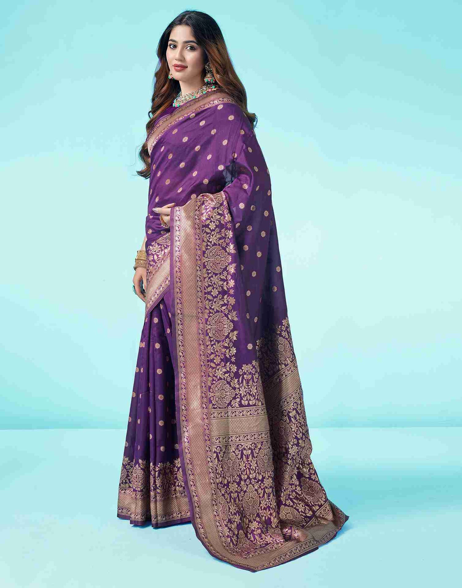 Purple Banarasi Silk Saree