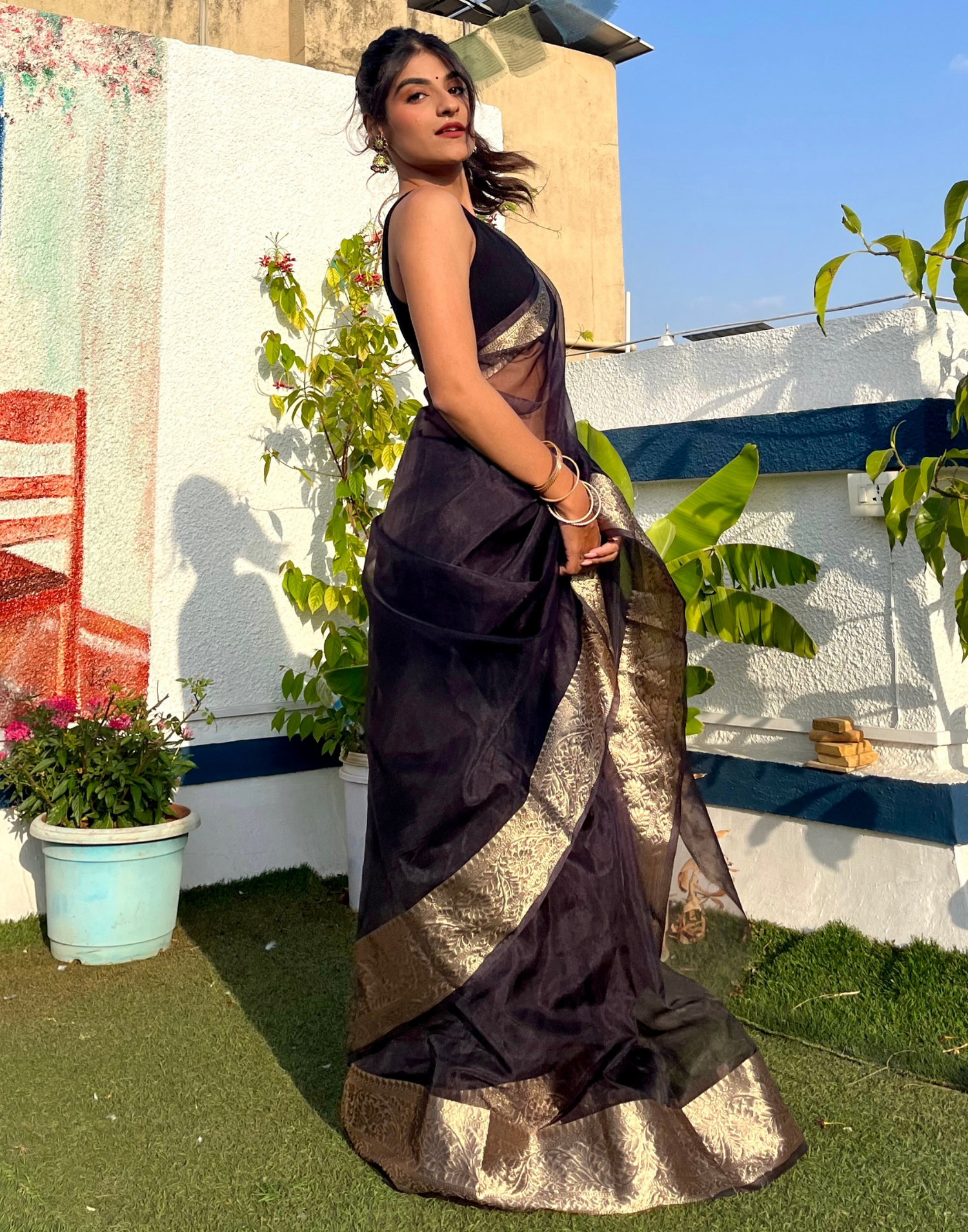 Black Organza Saree | Sudathi