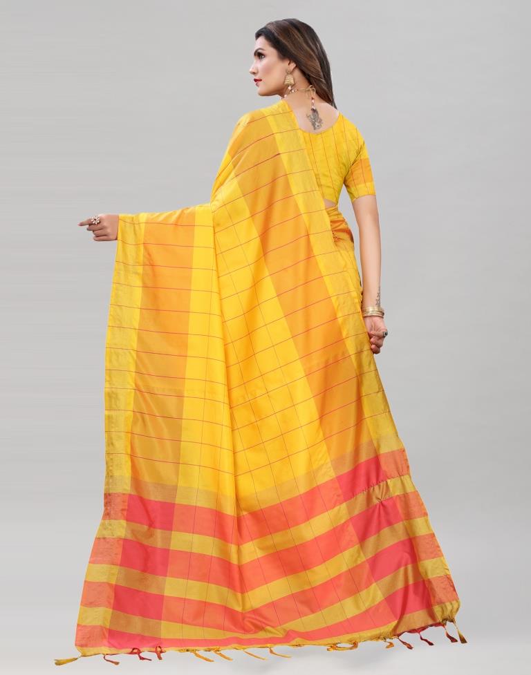 Turmeric Yellow Hand Woven Silk Saree | Sudathi