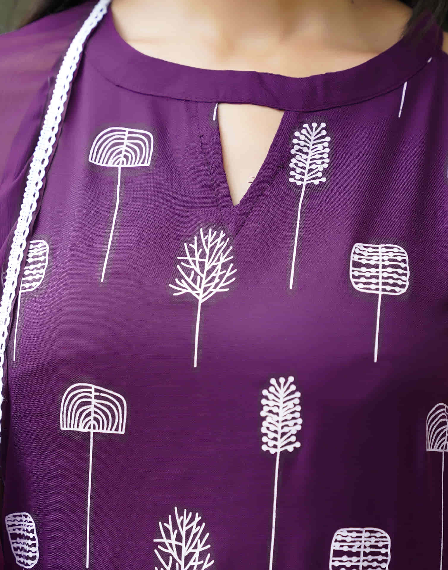 Deep Purple Cotton Printed Straight Kurta Set With Dupatta