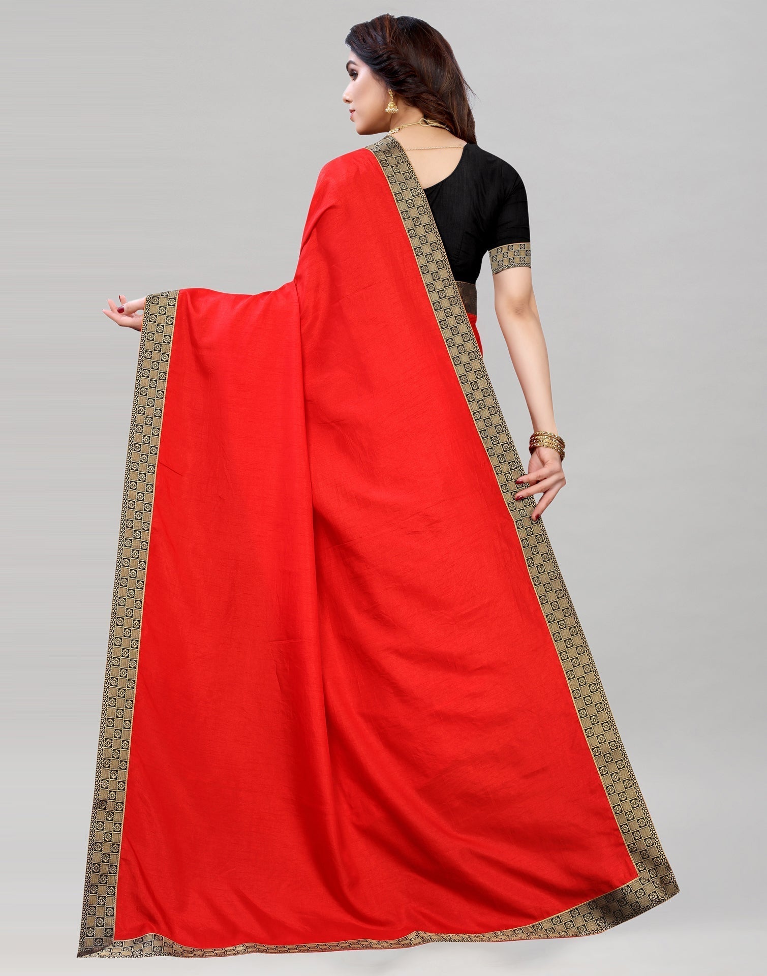Red Silk Plain Saree | Sudathi