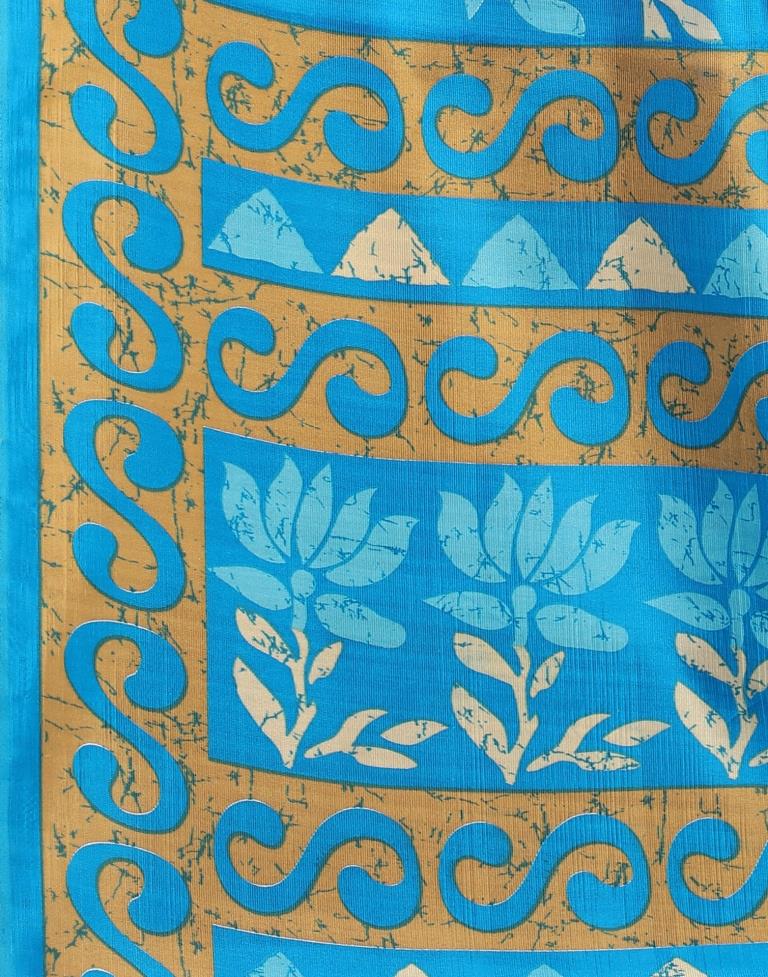 Sky Blue Coloured Poly Silk Printed Casual saree | Sudathi