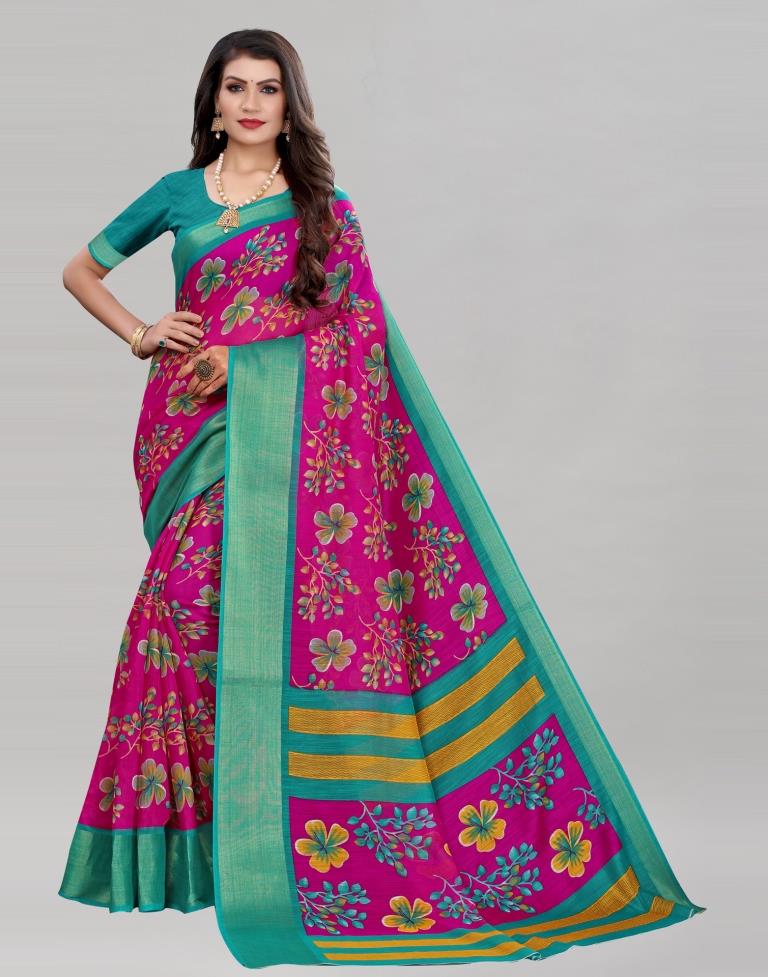 Pink Coloured Poly Cotton Floral Printed Casual saree | Sudathi