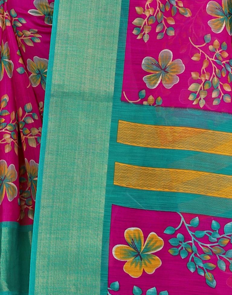 Pink Coloured Poly Cotton Floral Printed Casual saree | Sudathi