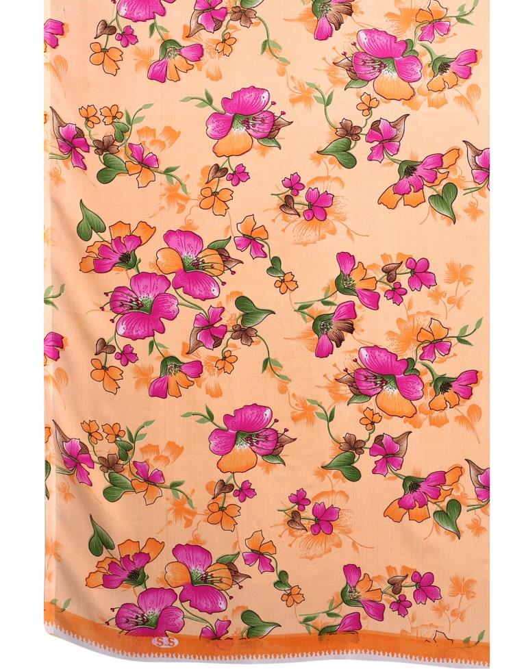Peach Coloured Georgette Floral Printed Casual saree | Sudathi