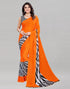 Picturesque Orange Printed Saree | Sudathi
