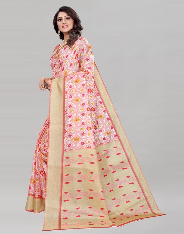 Stunning Pink Printed Saree | Sudathi