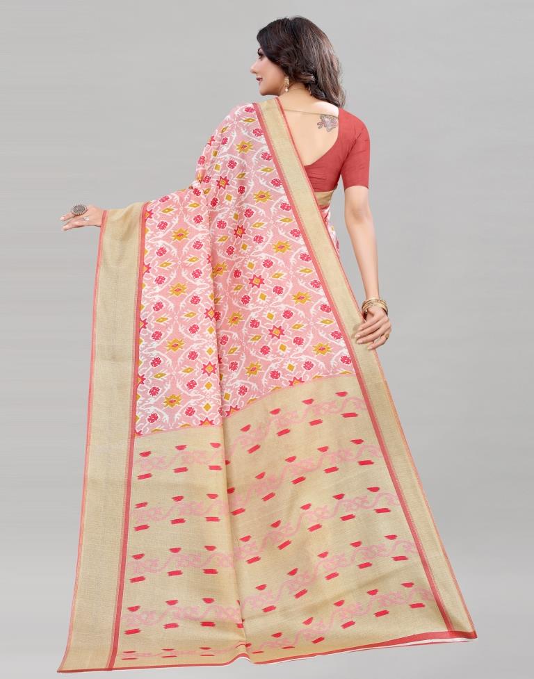 Stunning Pink Printed Saree | Sudathi