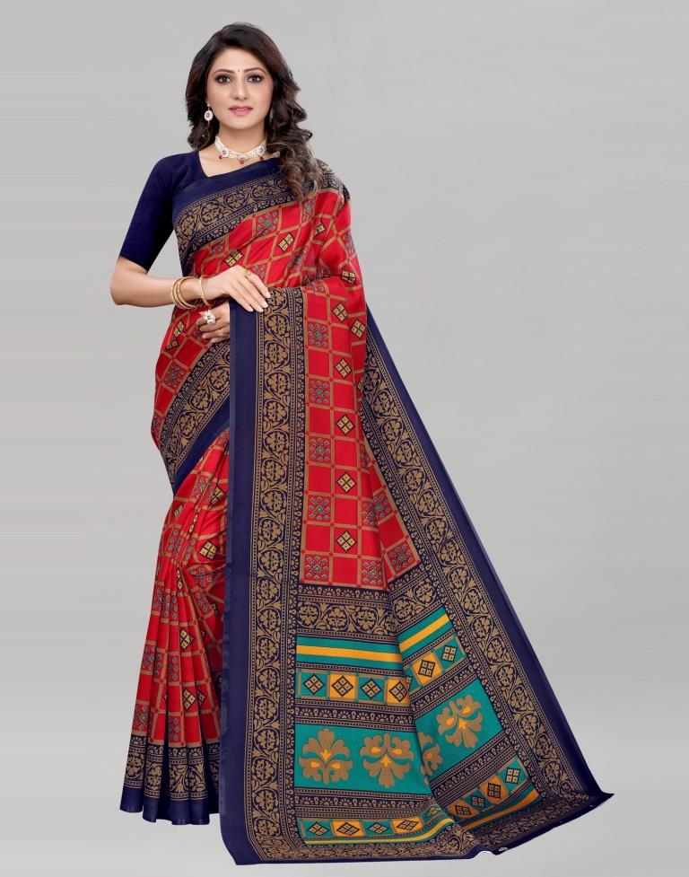 Red Printed Silk Saree | Sudathi