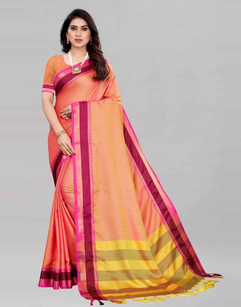 Orange Hand Weaving Cotton Saree | Sudathi
