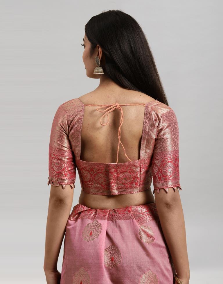 Punch Pink Coloured Poly Silk Banarasi Jacquard Partywear saree | Sudathi