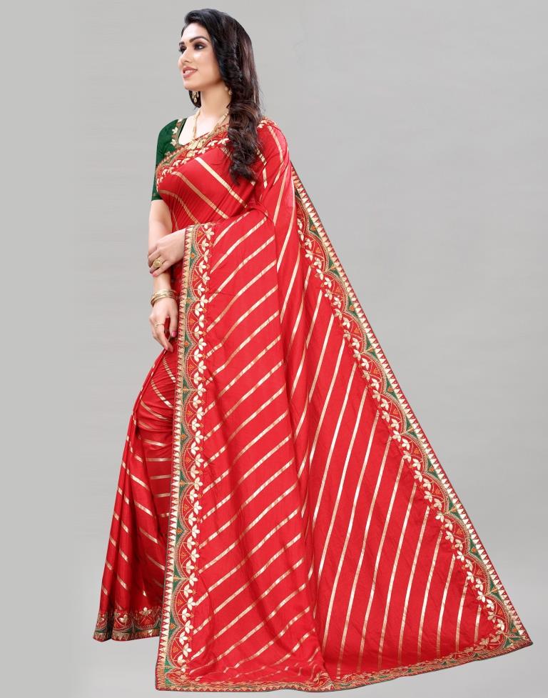 Red Embroidered Silk Saree | Sudathi