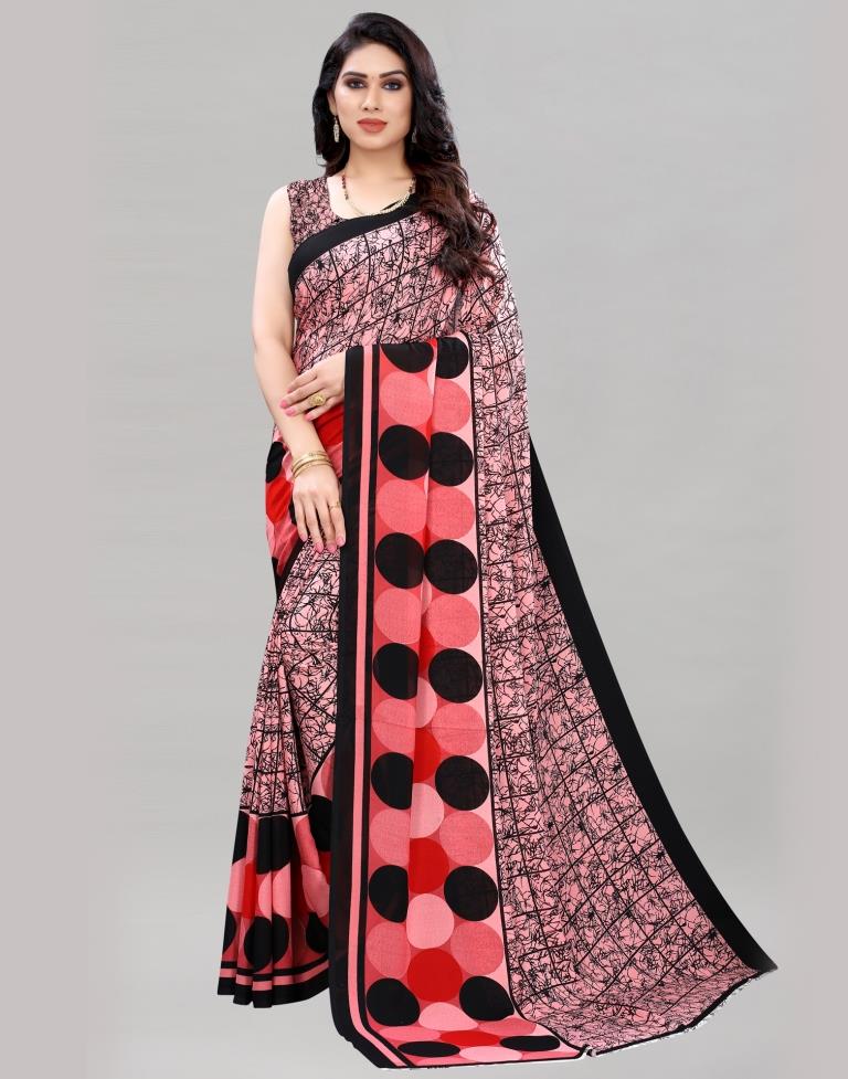 Rose Pink Printed Saree | Sudathi