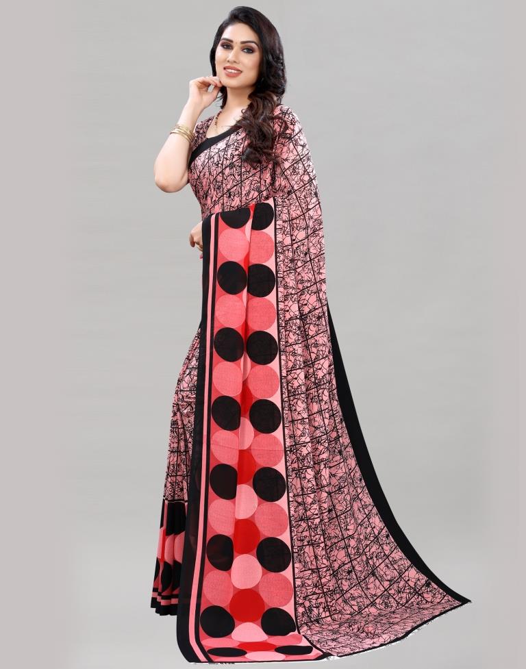 Rose Pink Printed Saree | Sudathi