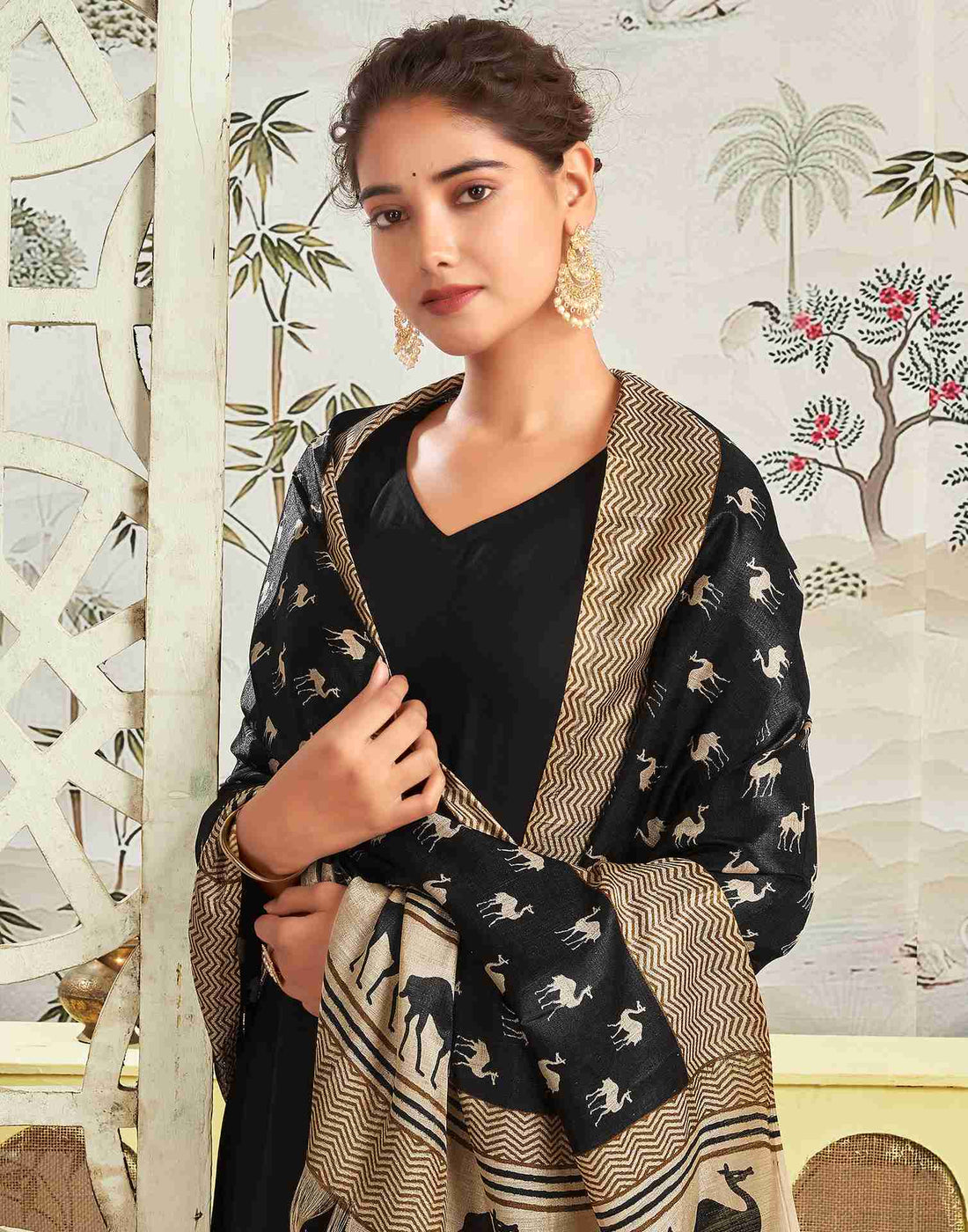 Black Rayon Plain Straight Kurta With Pant And Dupatta